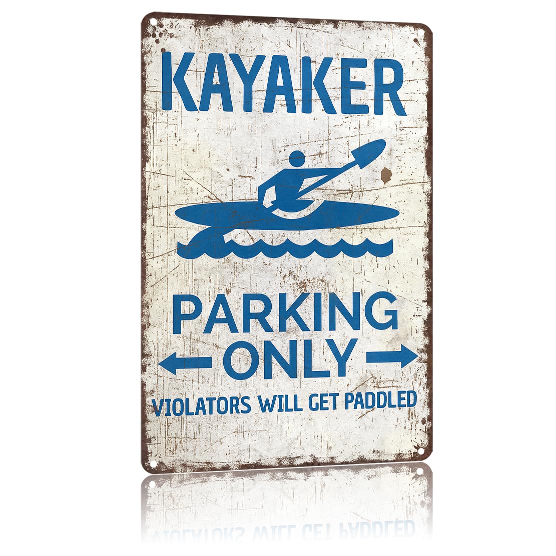 KWQDOZF Funny Metal Signs Poster 8x12inch Kayaker Parking Aluminum Sign Wall Art For Home Room Bedroom Office Decor