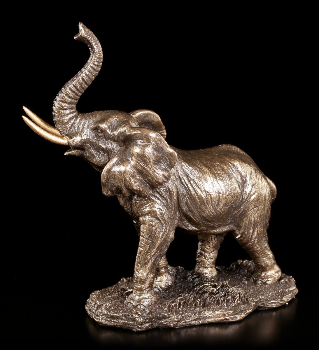 Veronese Studio Collection Kleine Elefantes Figura con Erhobenem Rüssel - de Pie Figura Decorativa, Bronceada