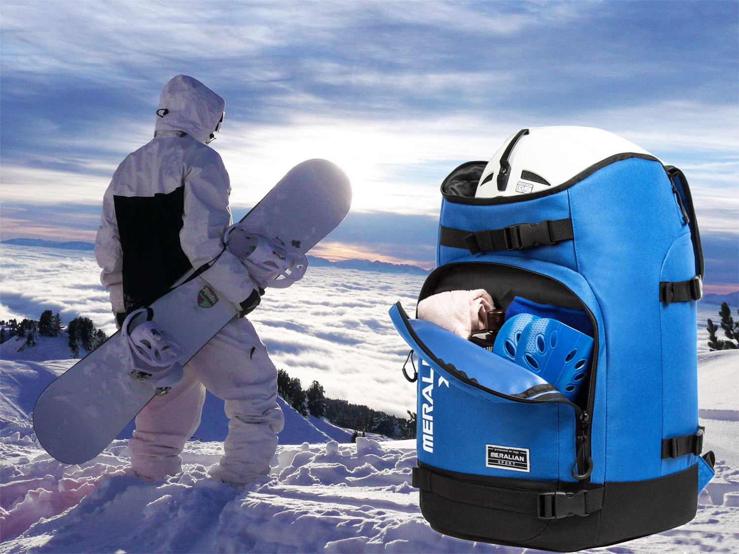 MERALIAN Ski Boot Bag 50L Ski Boot Travel Backpack