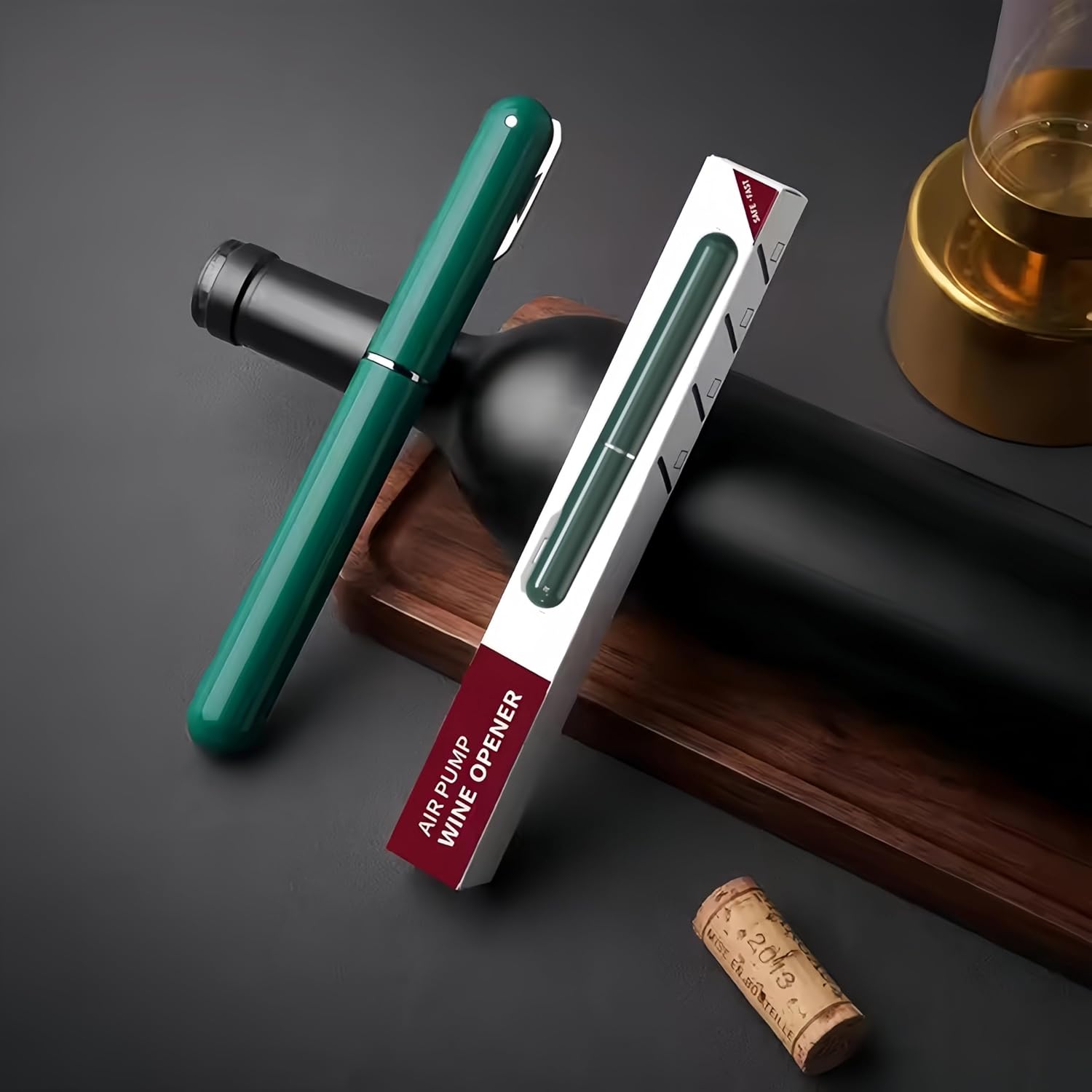 Wine Opener, 2-in-1 Air Pump Wine Bottle Cork Opener, Air Pressure Pump Corkscrew Wine Bottle Opener with Foil Cutter, to Wine Lovers(2 Pcs, Green)