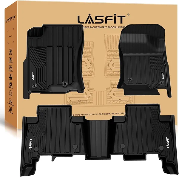 LASFIT Floor Mats for Toyota 4Runner 2013-2024 (Fit 7 Seats&5 Seats) & for Lexus GX460 2014-2023, All Weather TPE Custom Fit Floor Liner for 4 Runner 5th gen Front & Rear 2 Row Car Mats, Black