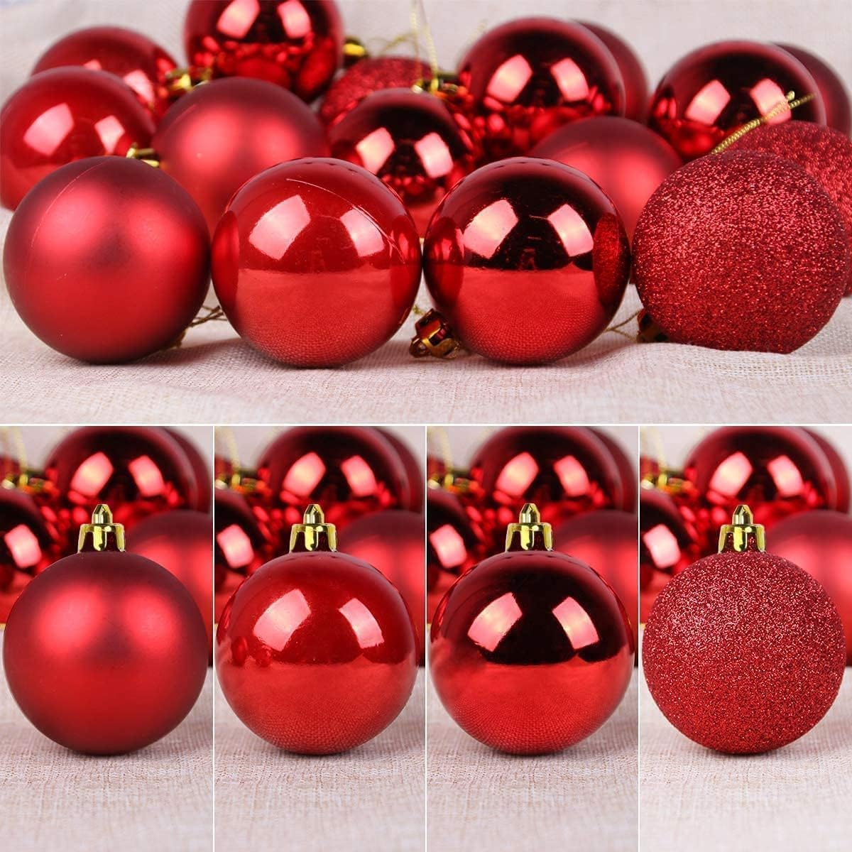 12PCS 6 CM RED Christmas Balls Ornament for Xmas Tree, RED Shatterproof Christmas Tree Decorations, Decorative Hanging Balls Ornaments Baubles, for Holiday Party Decor