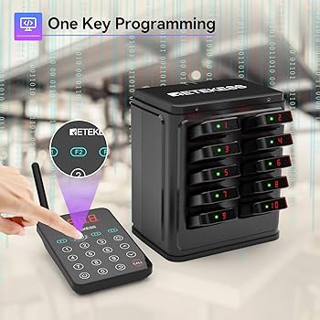 Retekess TD163 Oproepsysteem Restaurant, 500M Restaurant Pager, 20 Pagers, 31 Cueing Modi, 300mAh Batterij 20H, Waarschuwing Lege Batterij, Semafoonsysteem voor Hotels, Bars, Cafés Retekess TD163 Oproepsysteem Restaurant, 500M Restaurant Pager, 20 Pagers, 31 Cueing Modi, 300mAh Batterij 20H, Waarschuwing Lege Batterij, Semafoonsysteem voor Hotels, Bars, Cafés