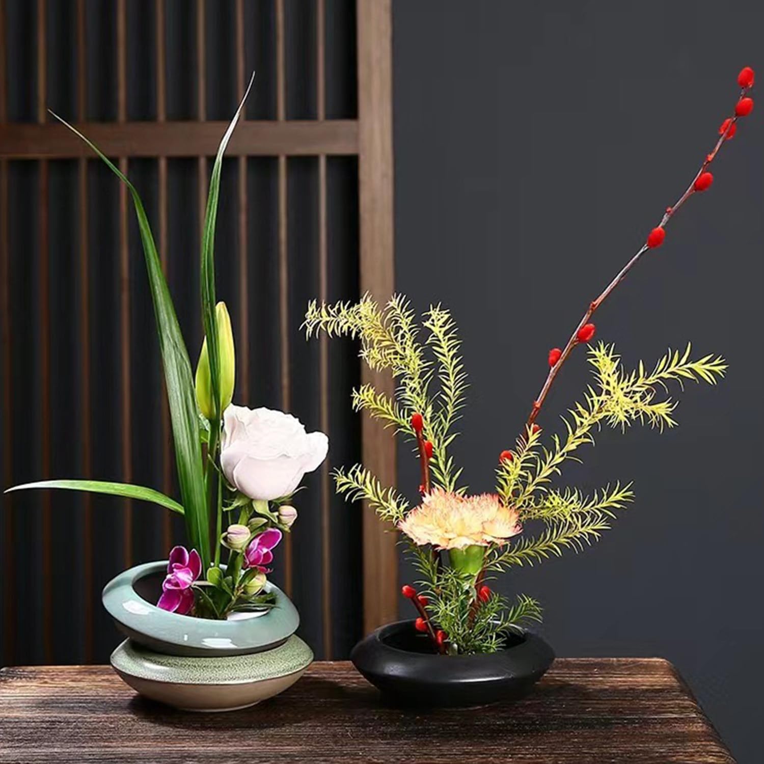 Amazon.com: Elifinds Ikebana Vase Kit Ceramic Flower Frog Vase