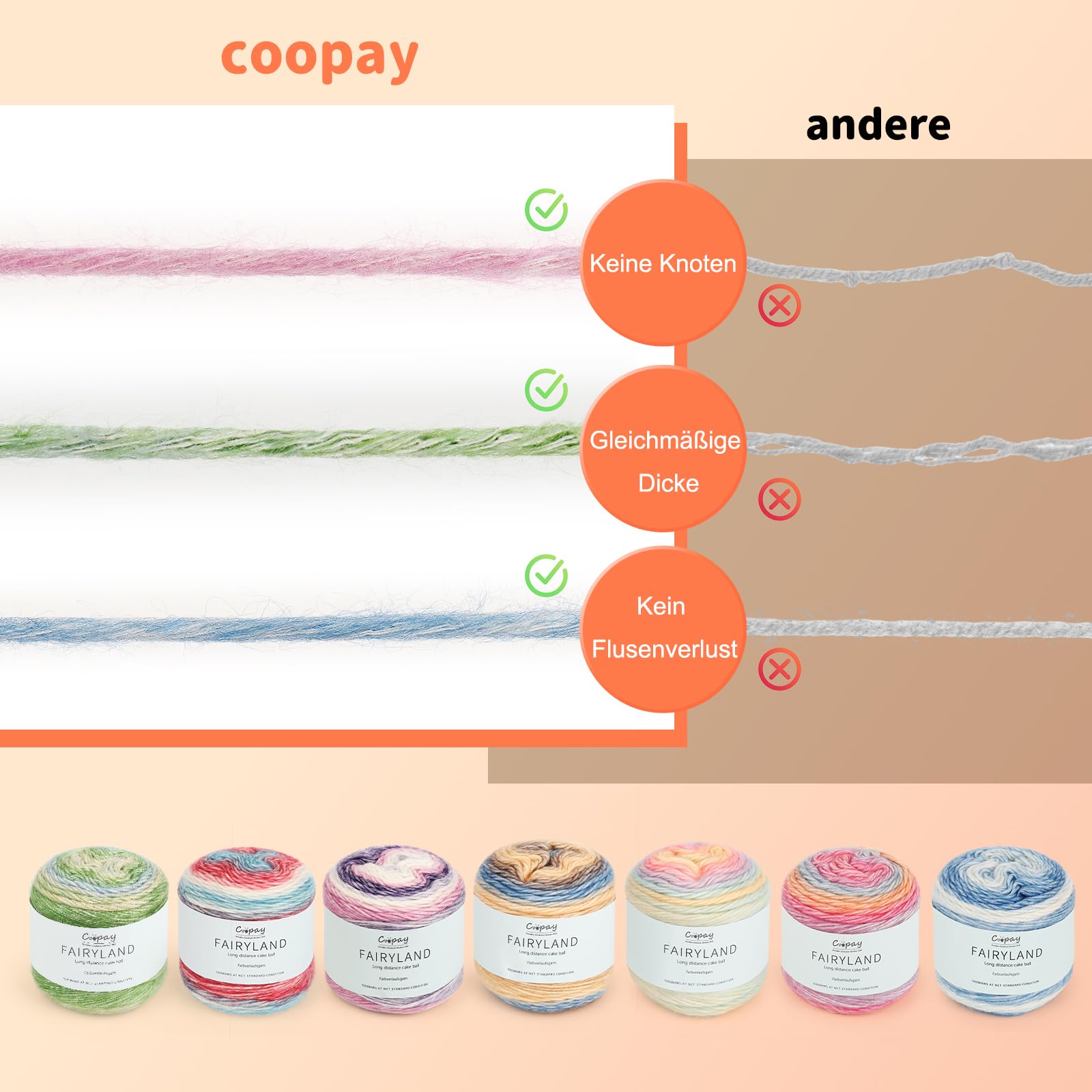 Coopay Haakgaren, Wol voor Haken, 10 x 45 g Kleurverloop Haakgaren, meerkleurig, 5-Dradige Wol voor Breien, Kleurrijk Garen voor Breien - Hemelsblauw