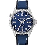Men's Marine Star Quartz Silver Stainless Steel Watch, Leather and Silicone Strap, 100M Water Resistant, 43mm