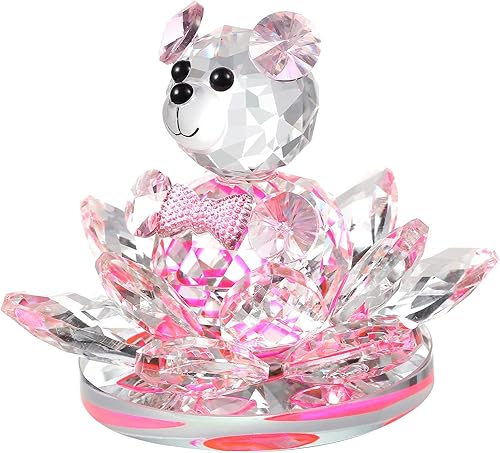 Miniatura 3 de Colección de figuras de oso de cristal y flores hechas a mano, centro de mesa con pisapapeles, regalo para el día de San Valentín, día de la madre