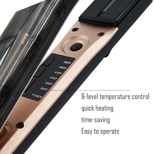 Miniatura 5 de Bvcewilty Plancha de vapor para el cabello, alisadora y rizadora, plancha de vapor 2 en 1, vapor ajustable, cuidado del cabello con luz roja,