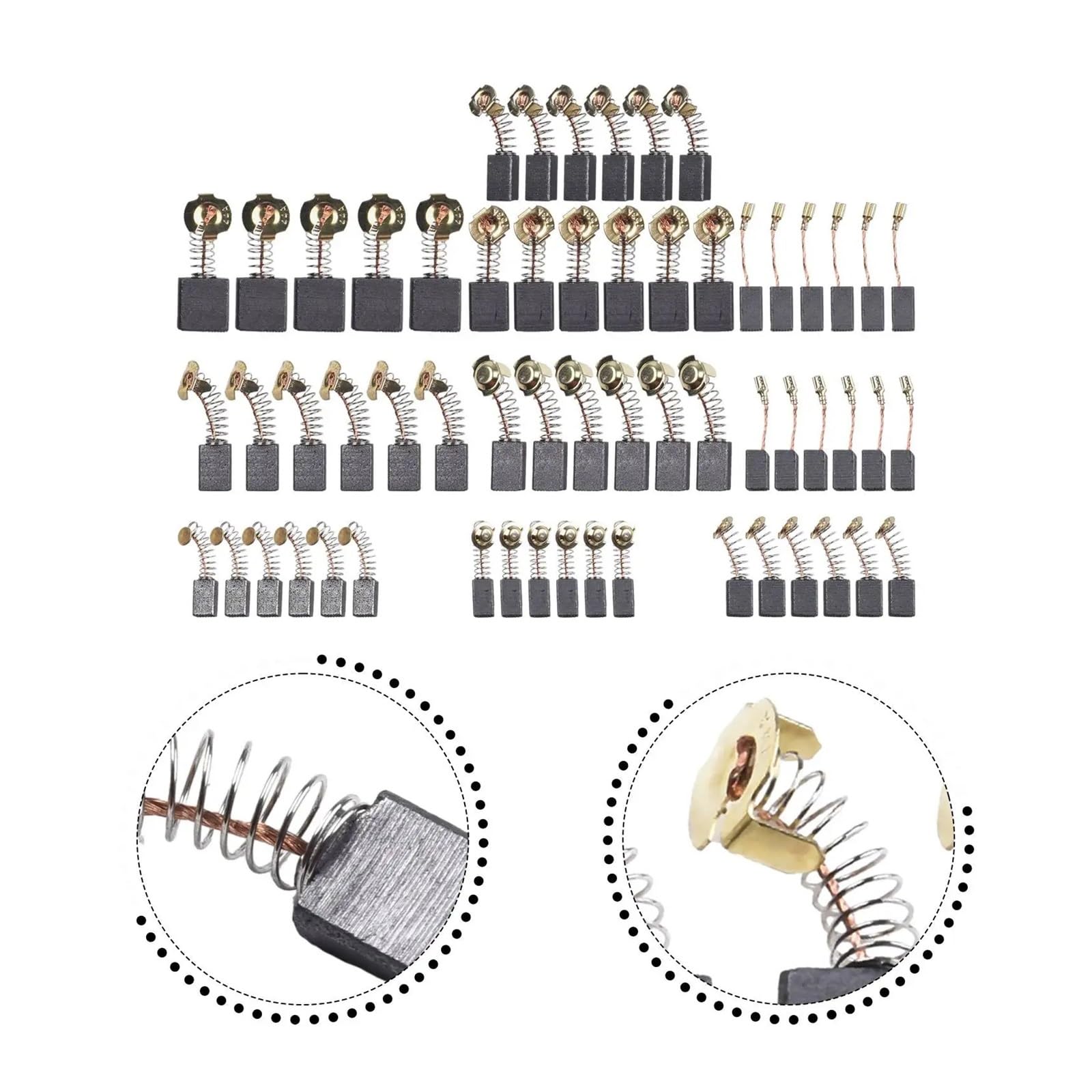 Cepillo Discos abrasivos 60 piezas de 10 tamaños de escobillas de carbón for motor eléctrico, repuesto de taladro percutor eléctrico, cepillo de grafito for amoladoras angulares, herramienta eléctrica