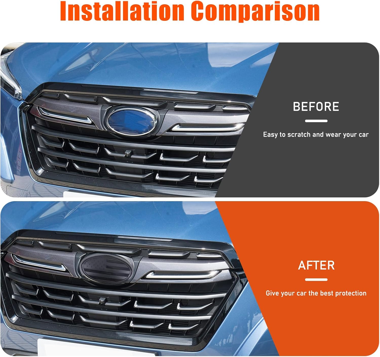 Front Grill Rear Tailgate Emblem Cover Trim Compatible with Subaru Forester 2022-2024, Rear Trunk Emblem Badge Logo Cover Front Hood Grille Circle Ring Center Logo Decorative Cover Accessories