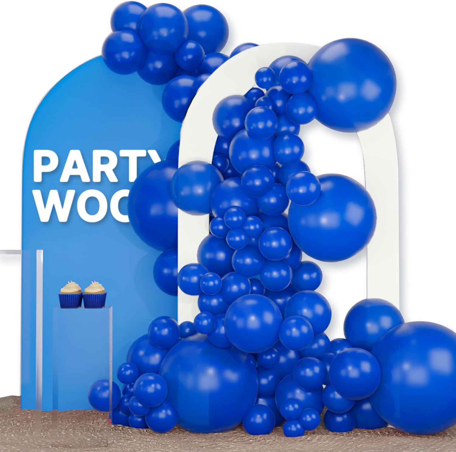 PartyWoo Royal Blue Balloons 120pcs Different Sizes Pack of 18 12 10 5 Inch Dark Blue Balloon Arch Kit for Baby Shower Gender Reveal Graduation Under The Sea Birthday Party Decorations Blue-Y59