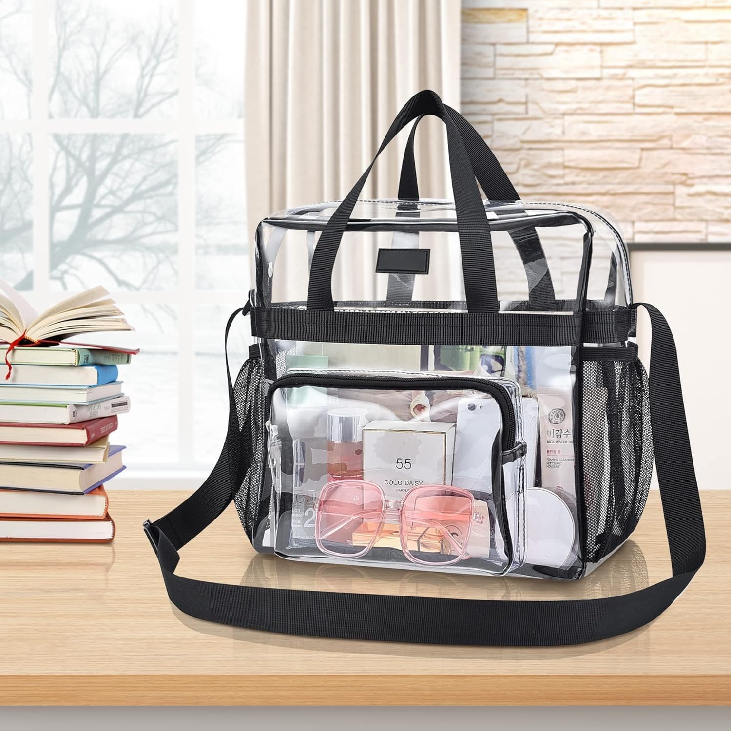 Bagenius Clear Tote Bag Stadium Approved, Game Day Satchel Bag with ‌Non-detachable Reinforced Strap for Concert, Work, Sport — view 2