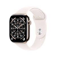 Apple Watch Series 11 GPS + Cellular, Cassa 46 mm in titanio color oro con Cinturino Sport rosa fard