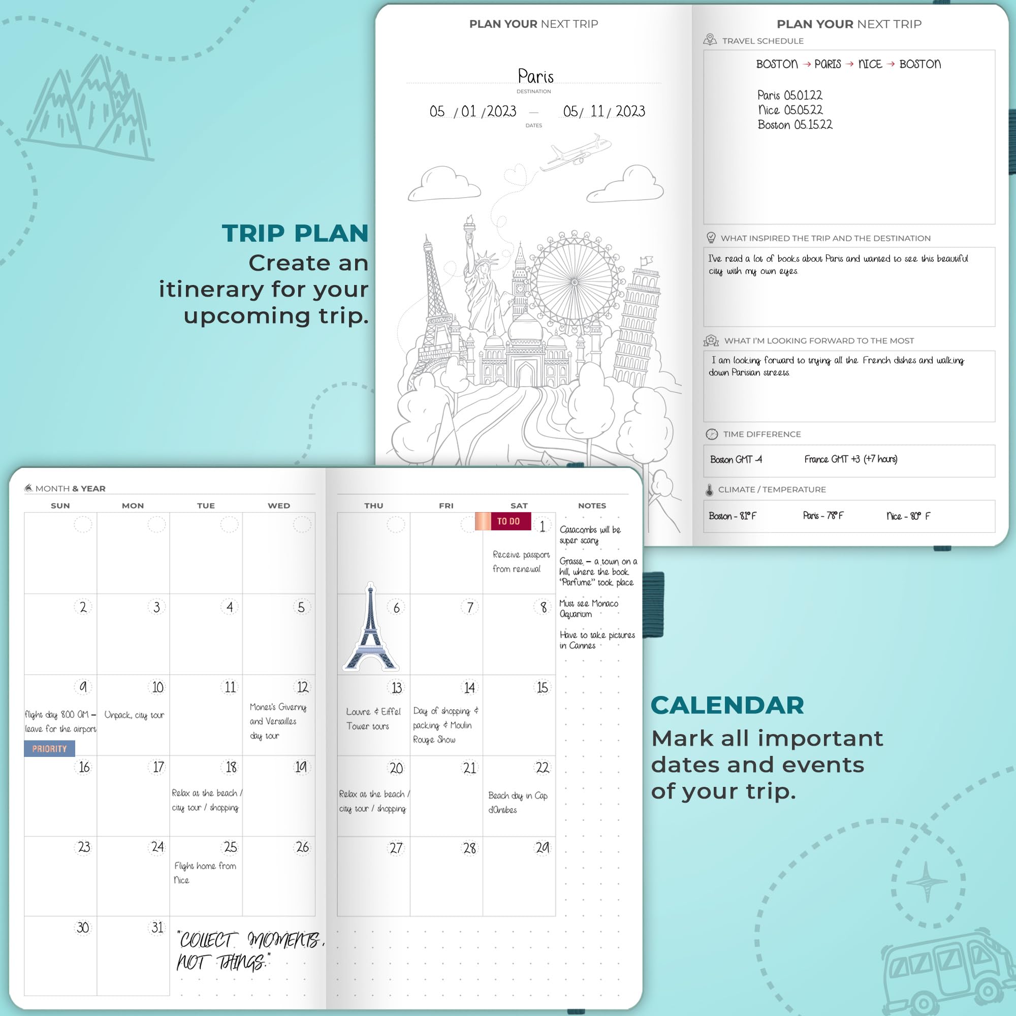 Clever Fox Travel Journal, Vacation Planner with Budget Plan, Packing List, Expense Tracker & Trip Journal - Image 3