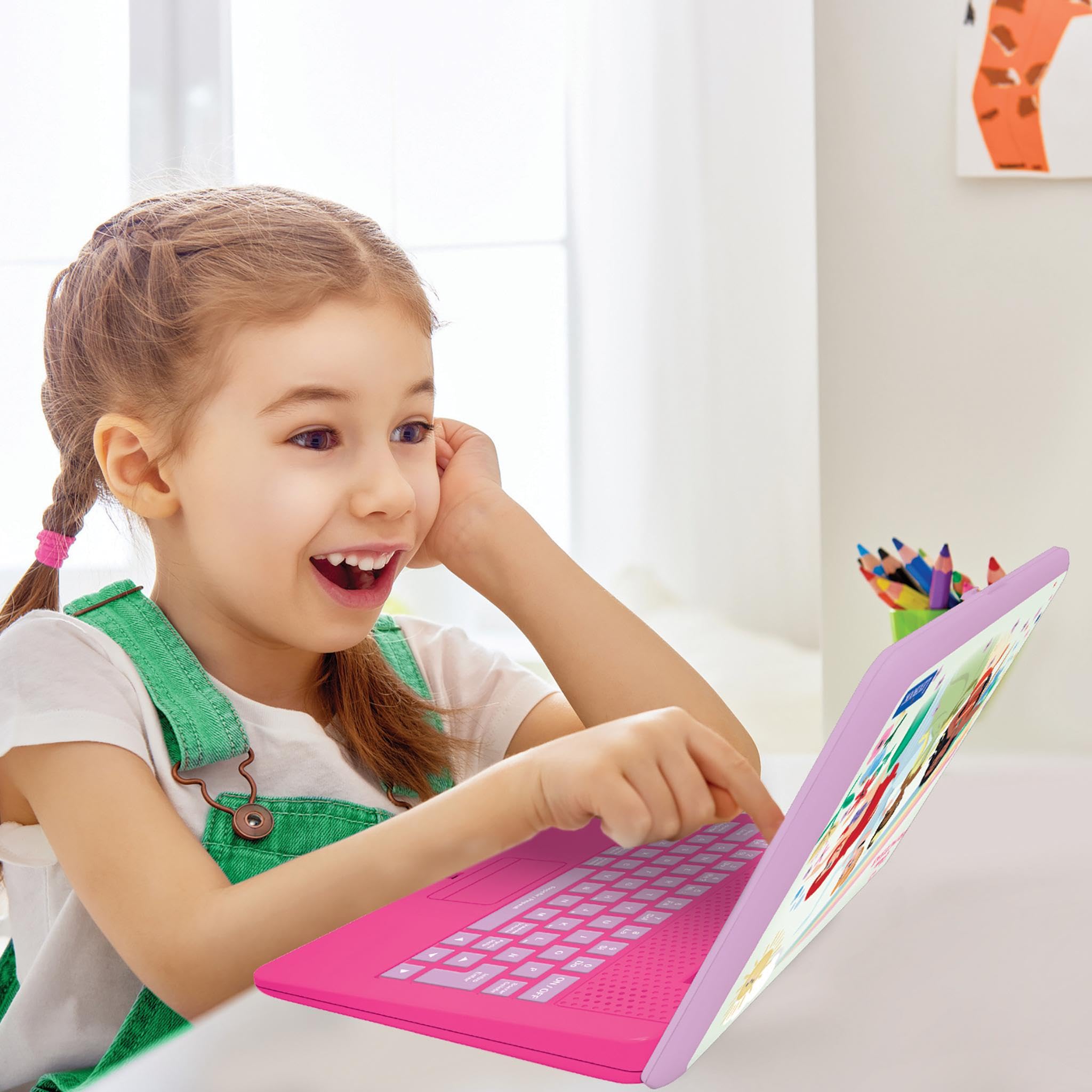 LEXIBOOK, Princessas Disney, Portatile Bilingue e Educativo Spagnolo/Inglese, Giocattolo per Bambini, 170 Attività per Imparare, Giocare Giochi e Musica, Grande Schermo Rosa, JC599DPi2LXB
