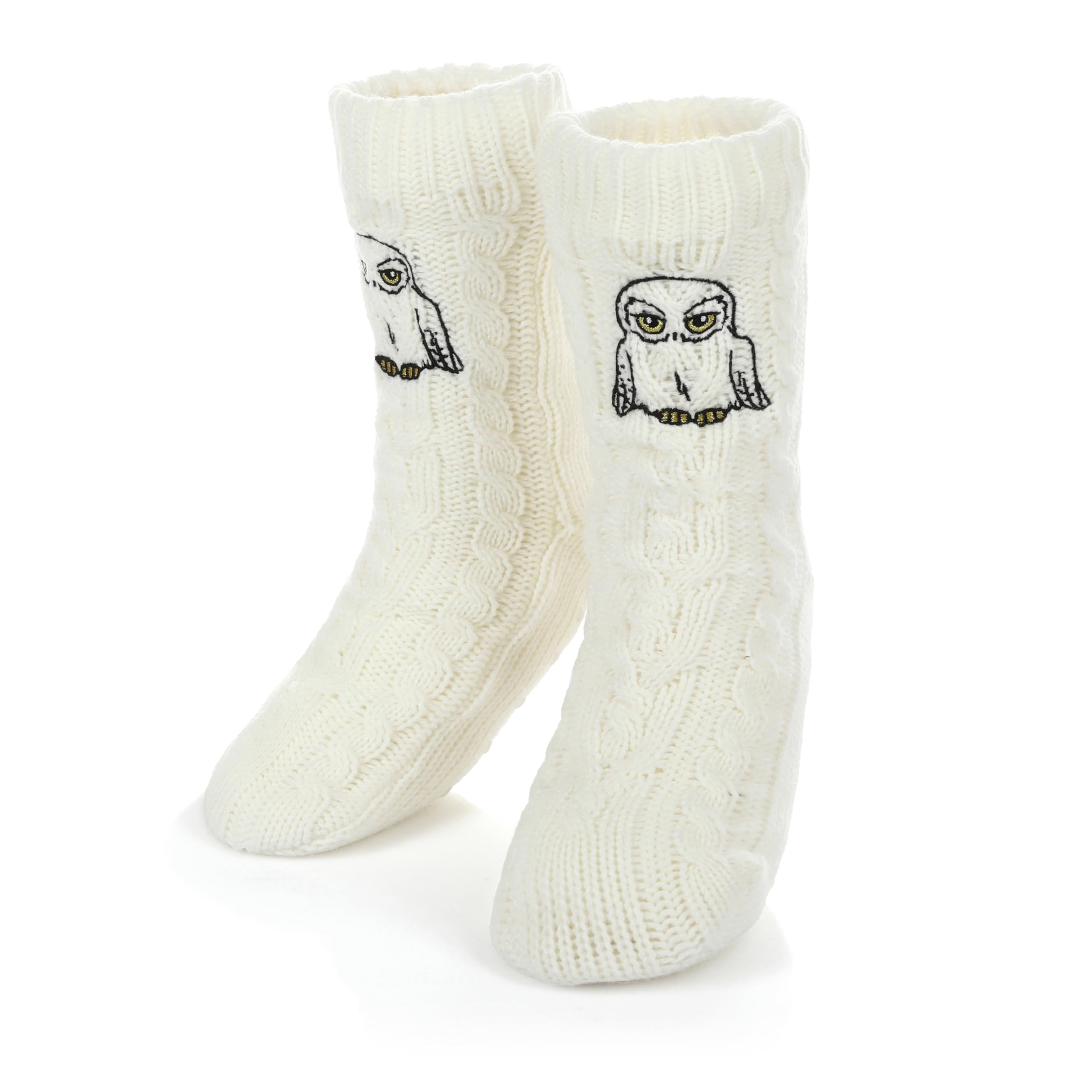 Harry Potter Cuddly Socks Hedwig White - Fluffy Stopper Socks for Women and Adults - Non-Slip Owl Socks Size 38-43