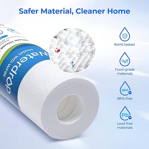 Miniatura 4 de Waterdrop Cartucho de repuesto para filtro de agua para toda la casa, de 5 micrones, de 10 x 2.5 pulgadas, repuesto para cualquier unidad de RO de