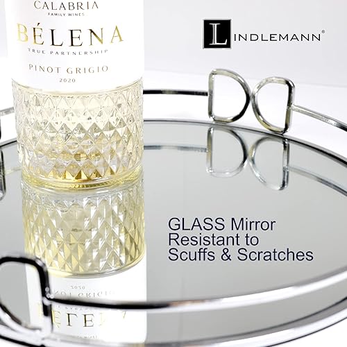 Miniatura 25 de Bandeja de tocador de cristal decorativa con espejo, bandejas de perfume para maquillaje, almacenamiento de cosméticos, organizador de Bandeja