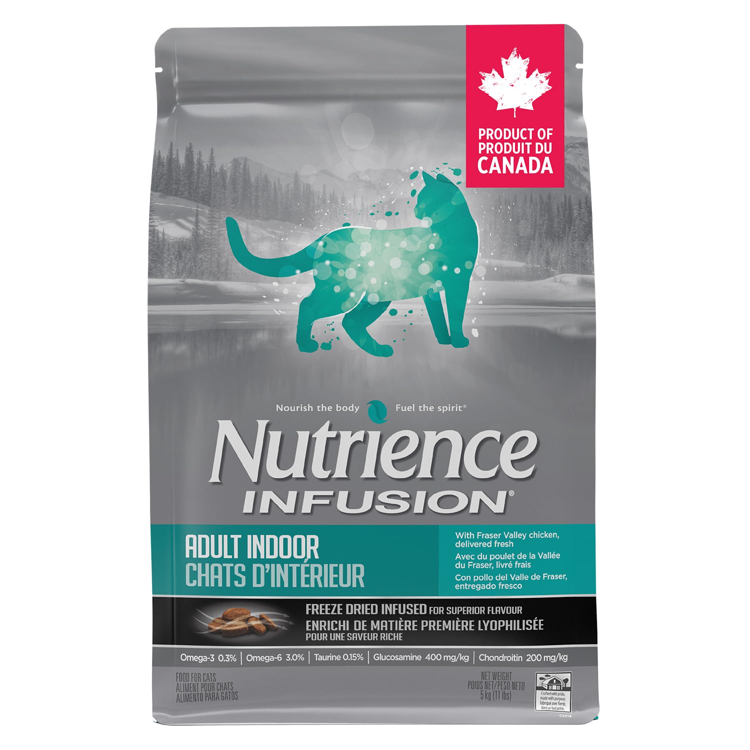 Nutrience Infusion Adult Indoor Cat Food Dry 5 kg (11 lbs), Canadian Chicken, Freeze-Dried Infused Kibble, Dry Cat Food, Nourriture Pour Chat, Manger Pour Chat image 1