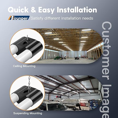 Miniatura 6 de BBOUNDER Paquete de 12 luces LED enlazables para tienda, 4400 LM, luz fría de 6500 K, 4 pies, accesorio integrado de 48 pulgadas para garaje,