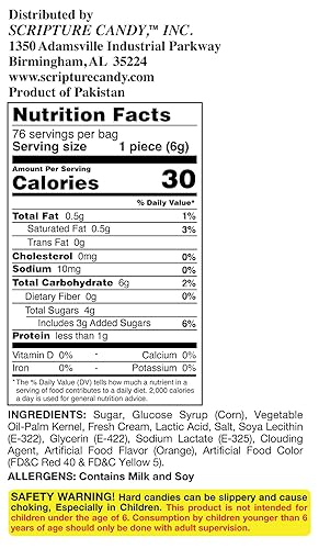 Miniatura 2 de Scripture Candy, caramelo duro naranja y crema, bolsa de 1 libra, 75 piezas