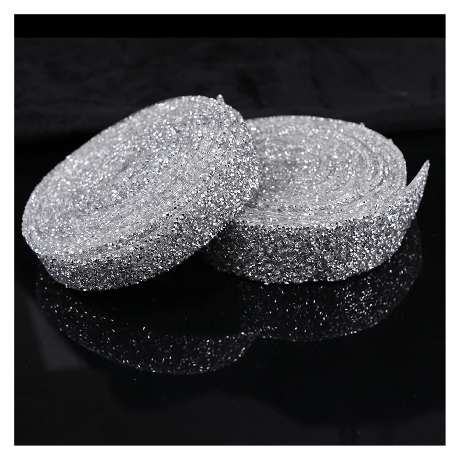 ACiyD Mehrzweck-3-Yards-Nähborte, Kristallmotiv, glänzendes Harz, Strassbandapplikationen für Kleider, Kleidung, Schuhe, 1/1,5/2/3 cm, zum Basteln von Geschenkverpackungen (Transparent Weiß 1,5 cm)