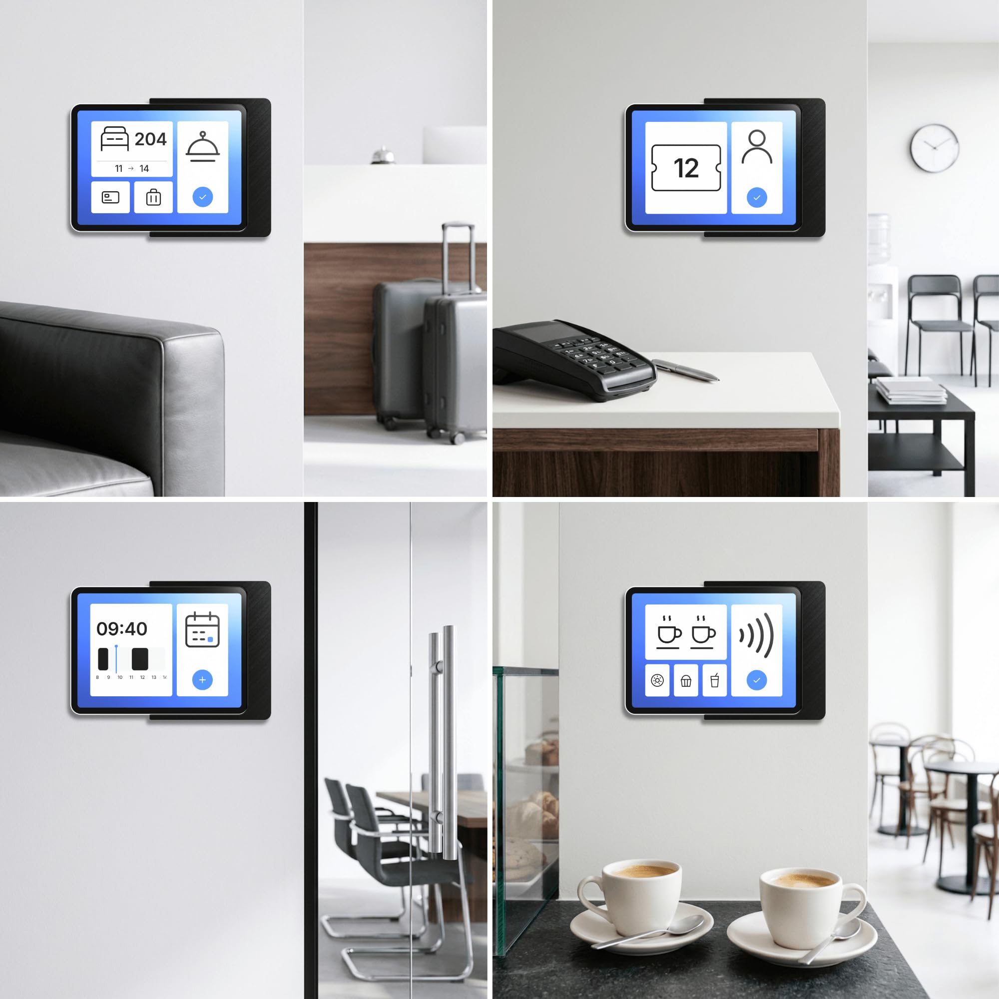 Support Mural Tablette pour Samsung Galaxy Tab A9 / A11 (8,7 Pouces) - Fixation Ultra-Plate et sur Mesure pour Écran Domotique et Tableau de Bord - Passe-Câble Intégré - Noir