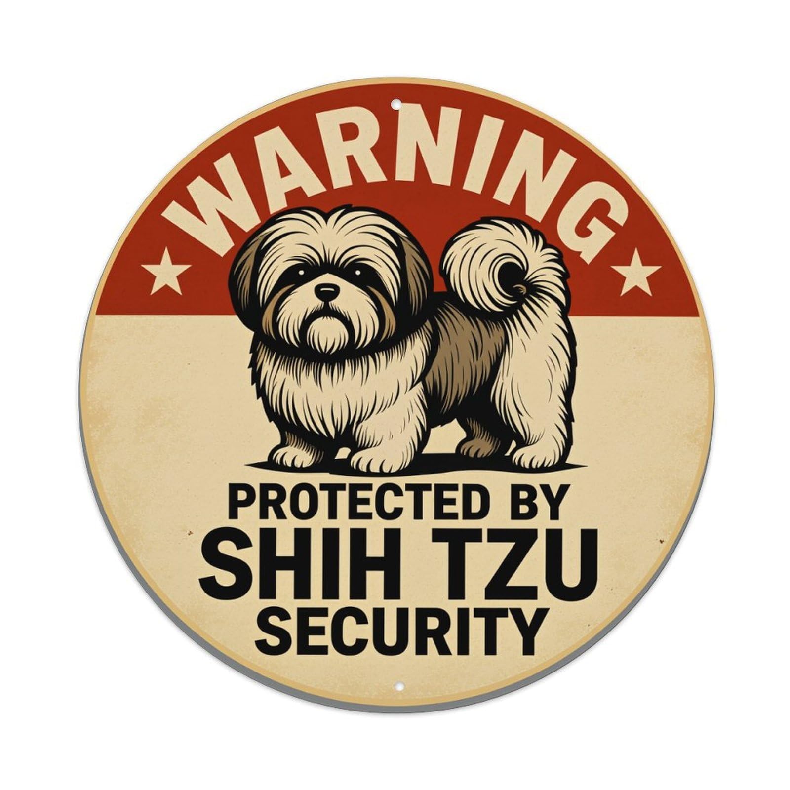 Warning Shih Tzu Security Sign Tin Sign Vintage Style Home Bar Garden Wall Plaque Decor Metal Poster 8x12 Inch