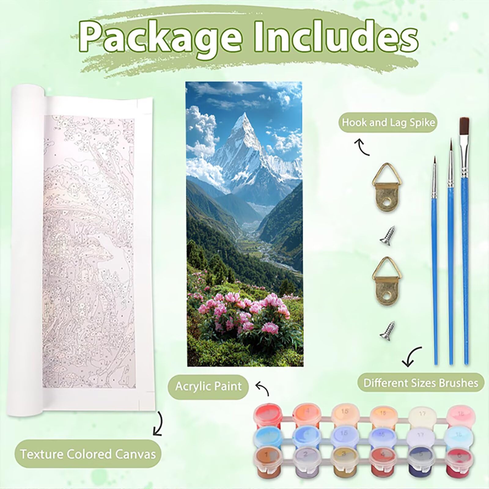 Malen Nach Zahlen 50x150cm Leinwand Aussicht Malen Nach Zahlen Erwachsene mit Ohne Rahmen, DIY Kreativ Set für Erwachsene mit Pinseln und Acrylfarbe, Zimmer Deko Berg Landschaft Geschenk, P0M-944