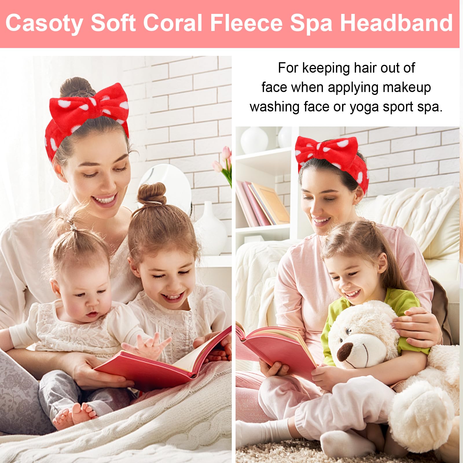 Amazon.com : Casoty 10 Pcs Red Dot Makeup Headbands, Spa  display picture 2