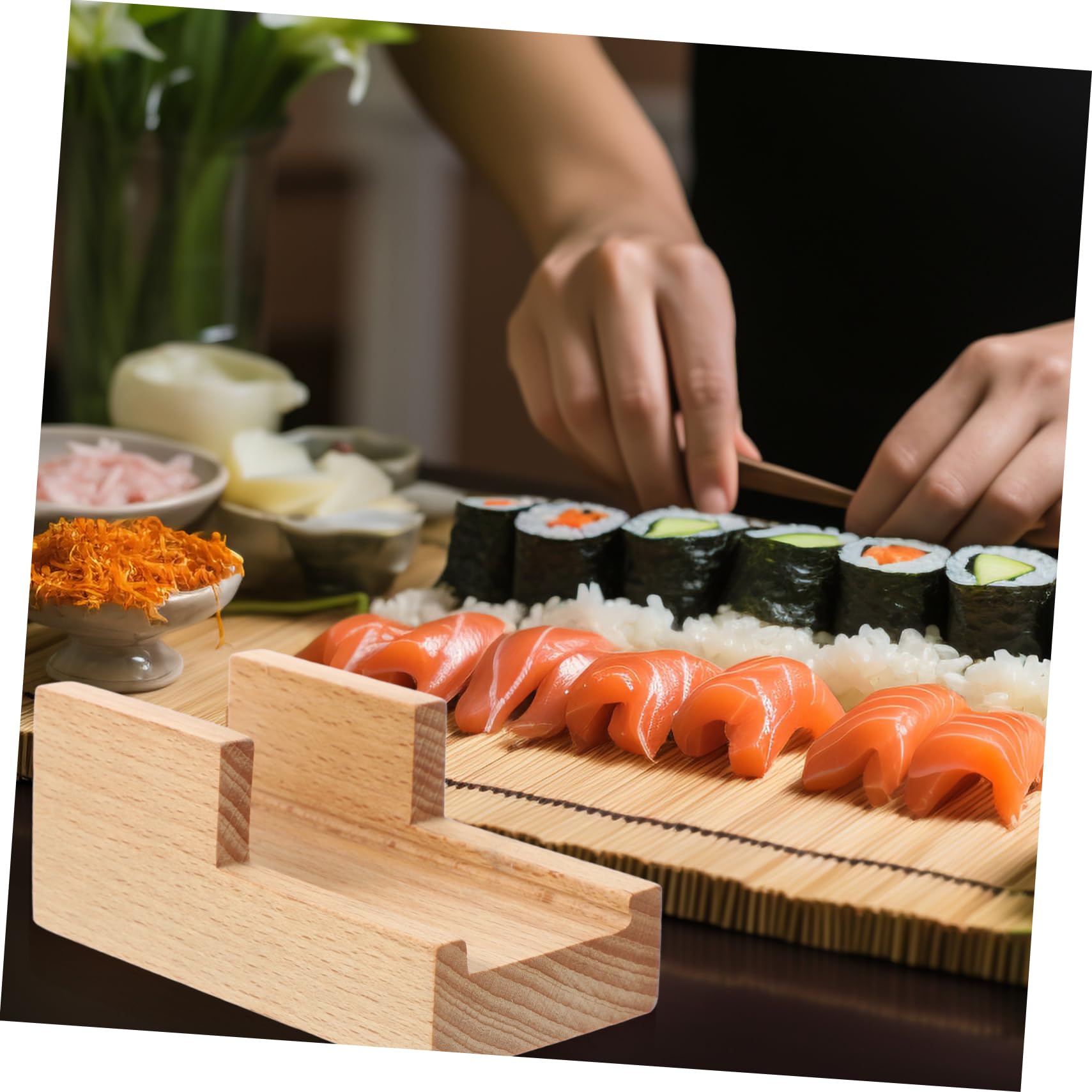 Hemobllo Japanese Style Sushi Holder Elegant Serving Stand for Sushi Snacks Desserts for Restaurants Home Use Unique Sushi Display Tray