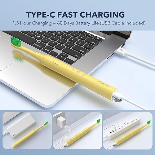 Miniatura 2 de Cepillo de dientes eléctrico Sonic para adultos y niños, cepillo de dientes eléctrico de 40,000 VPM, cepillos de dientes eléctricos ultrasónicos de