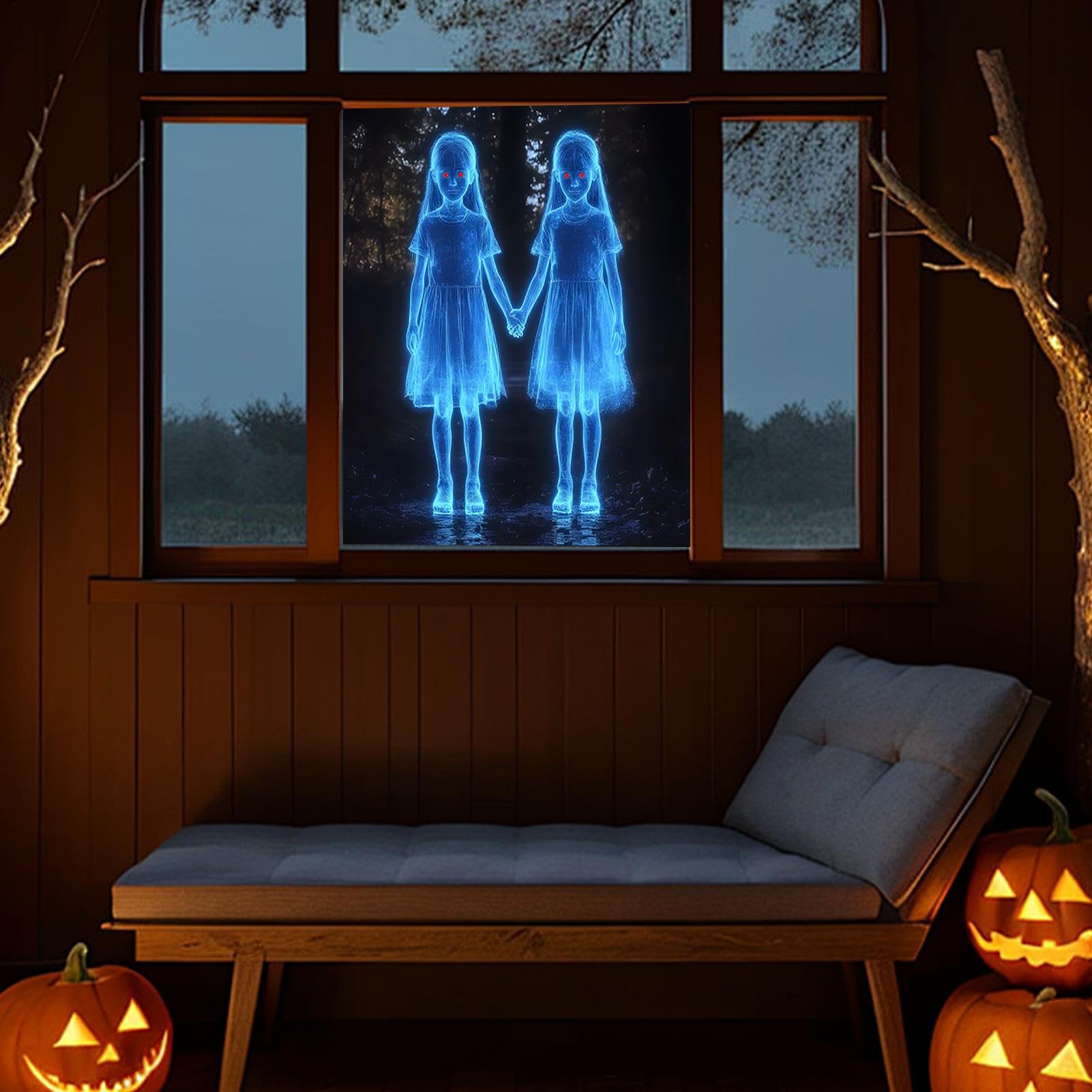 Pegatinas De Pared Halloween,Decoración De Calcomanías De Con Niña De Halloween | Suministros para Fiestas Decoración del Hogar Removible para Fiestas de Terror para Apartamentos,