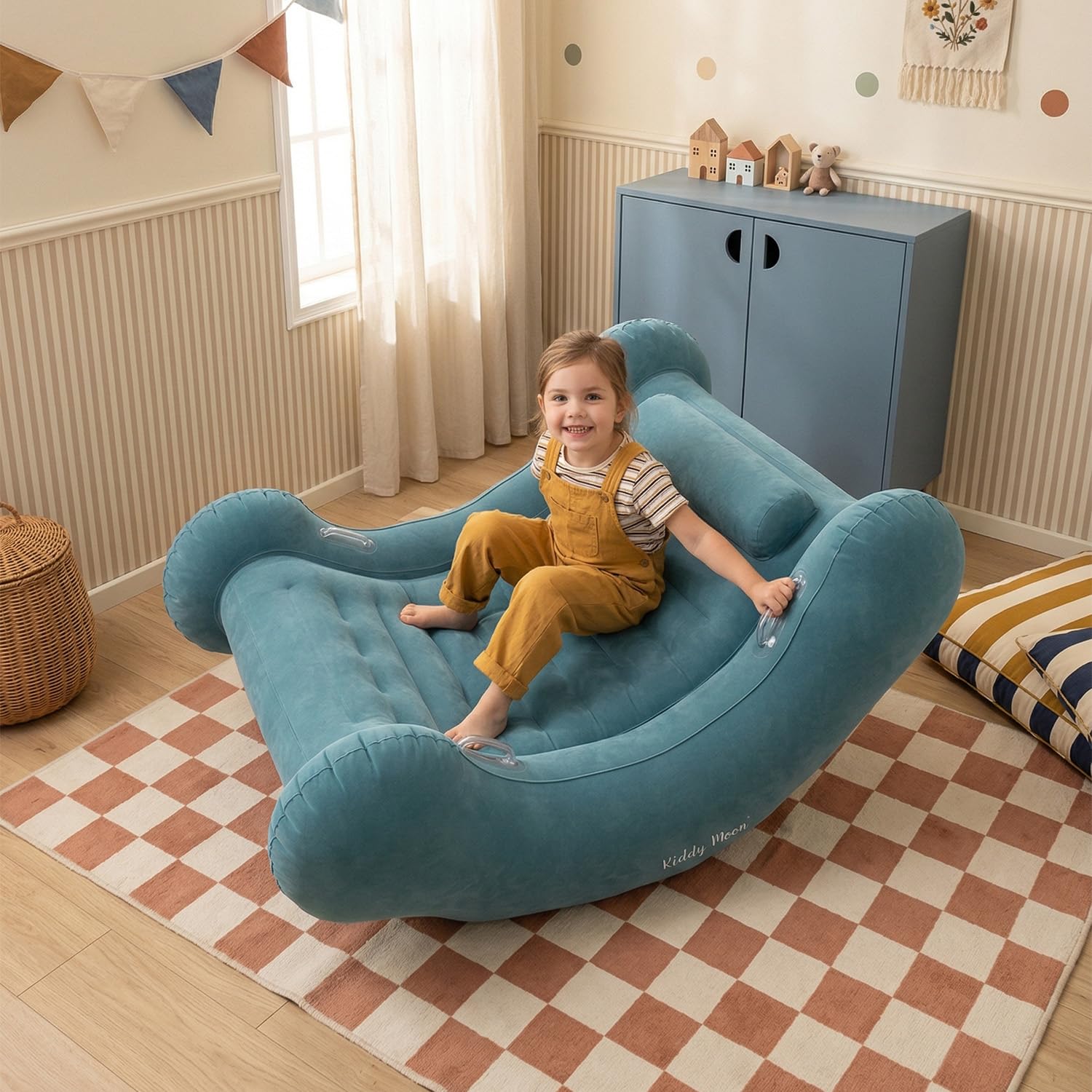KiddyMoon Sensorischer Stuhl Rocker Für Kinder Sensorische Wippe Mit Pumpe, Hellblau,L