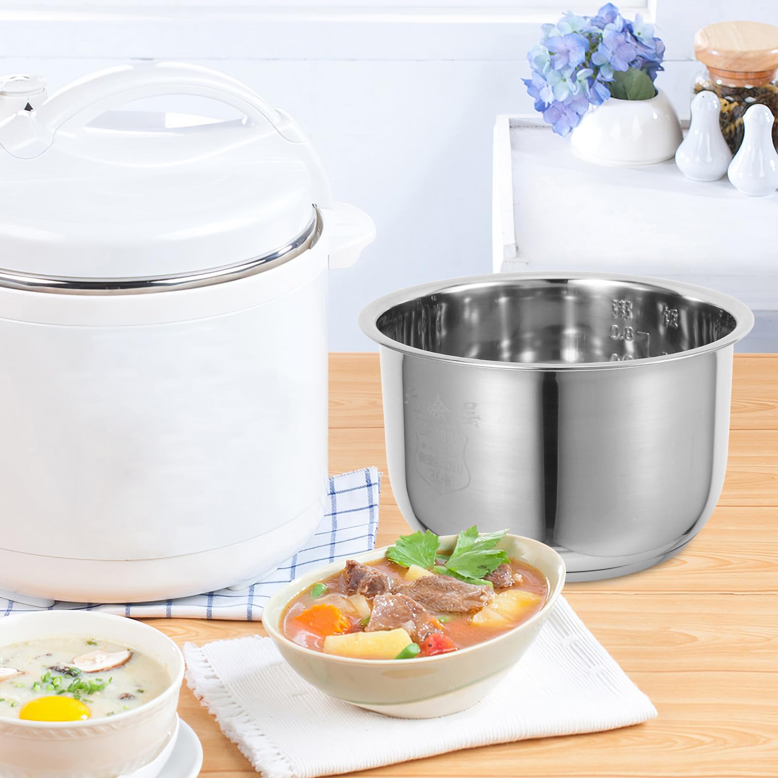 VALICLUD Pentola interna in acciaio inox per cuociriso 1,8 L ispessito non rivestito fodera di ricambio per la cucina quotidiana