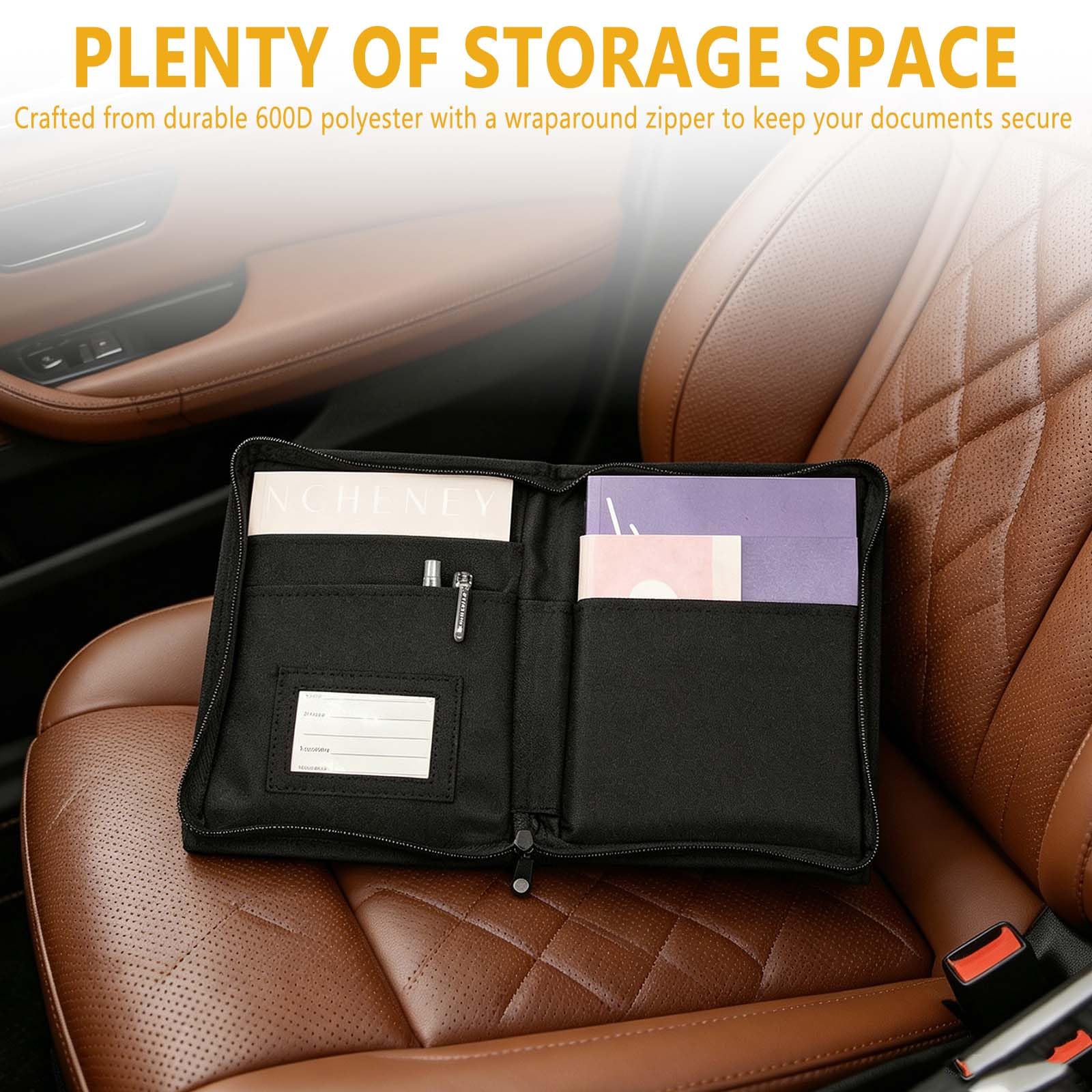 Coche Organizador de Guantera, A5 Portadocumentos, Bolsa Portátil con Múltiples Compartimentos para Guardar Recibos, Billetes y Accesorios en Vehículos,Adecuado para Viajes, Viajes de Negocios