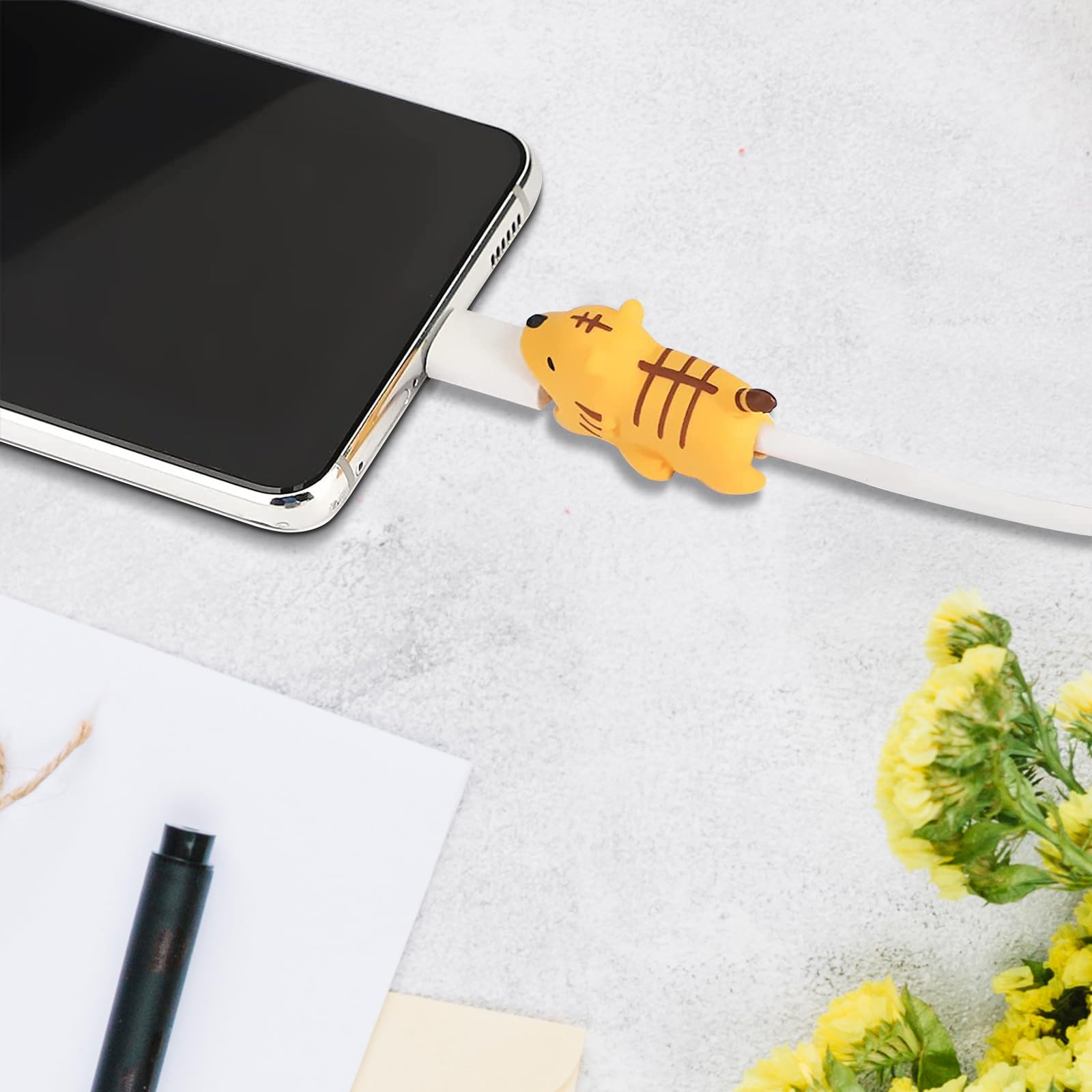 Simsky 15 Pezzi Salvacavo per Caricabatterie, Cable Protector, Confezione Mini Proteggi Cavo di Ricarica per Telefono Cellulare USB, Protezione Cavo Carica per Animali da Cartone Animato