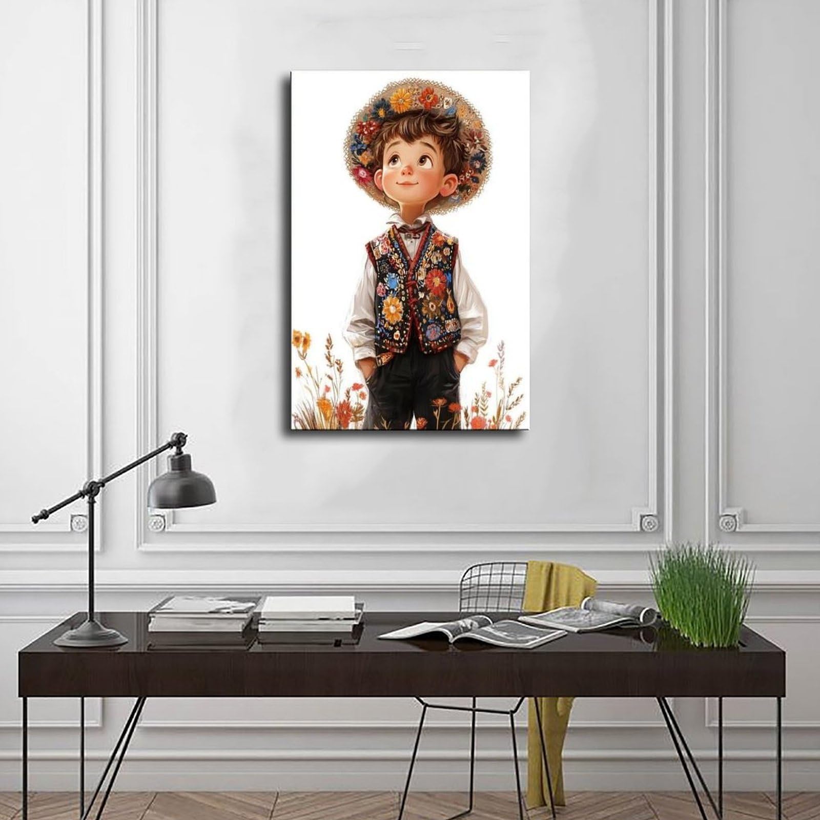 1 poster su tela, motivo: ragazzo polacco in costume tradizionale folk, decorazione artistica da parete per soggiorno e camera da letto, 50,8 x 76,2 cm (lunghezza x larghezza)