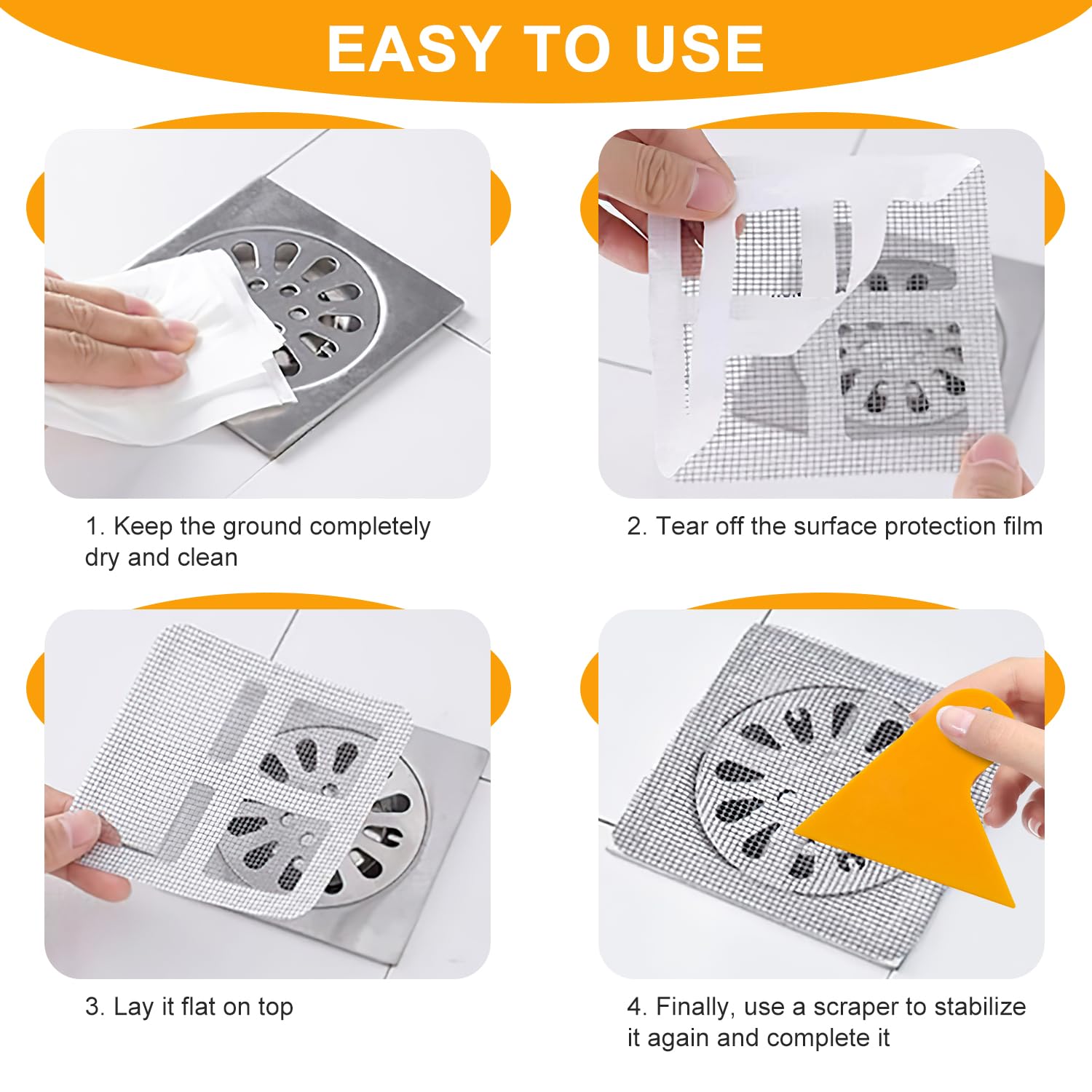 100 Filtri Usa E Getta Per Scarico Doccia - Rete 0.4mm | Adesivi E Monouso | Bloccano Capelli E Residui - Foto 3