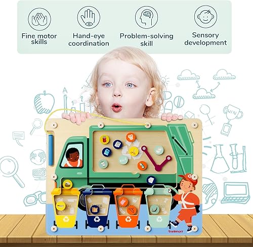 Miniatura 2 de TOP BRIGHT Tablero magnético de madera para laberinto para niños de 3, 4, 5 años, tablero de actividades de madera, aprendizaje de reconocimiento de