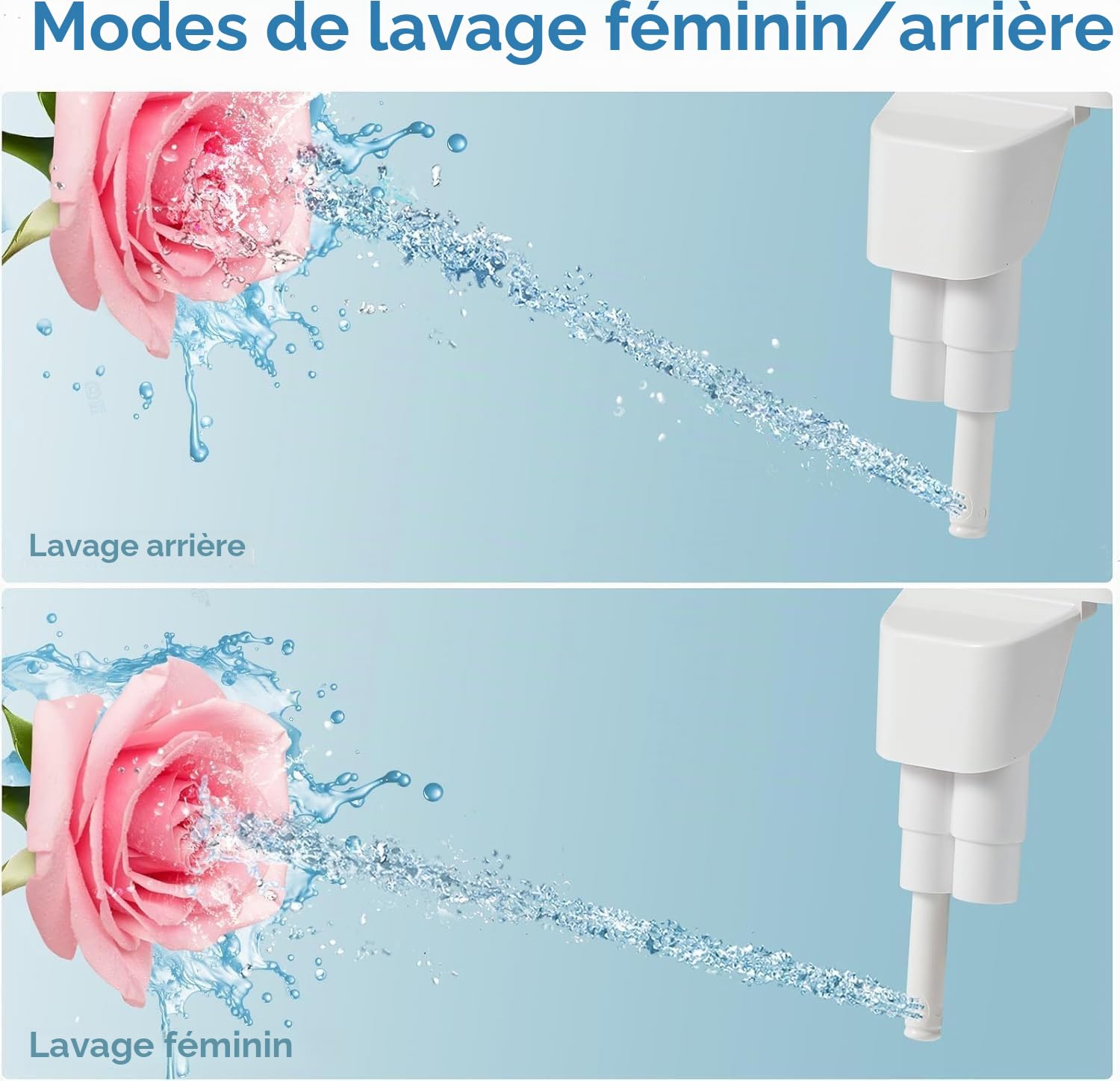 Fixation de bidet ultra-fin, double mode pour toilettes, siège de toilette avec commandes de pression (lavage féminin/postérieur), facile à installer, non électrique