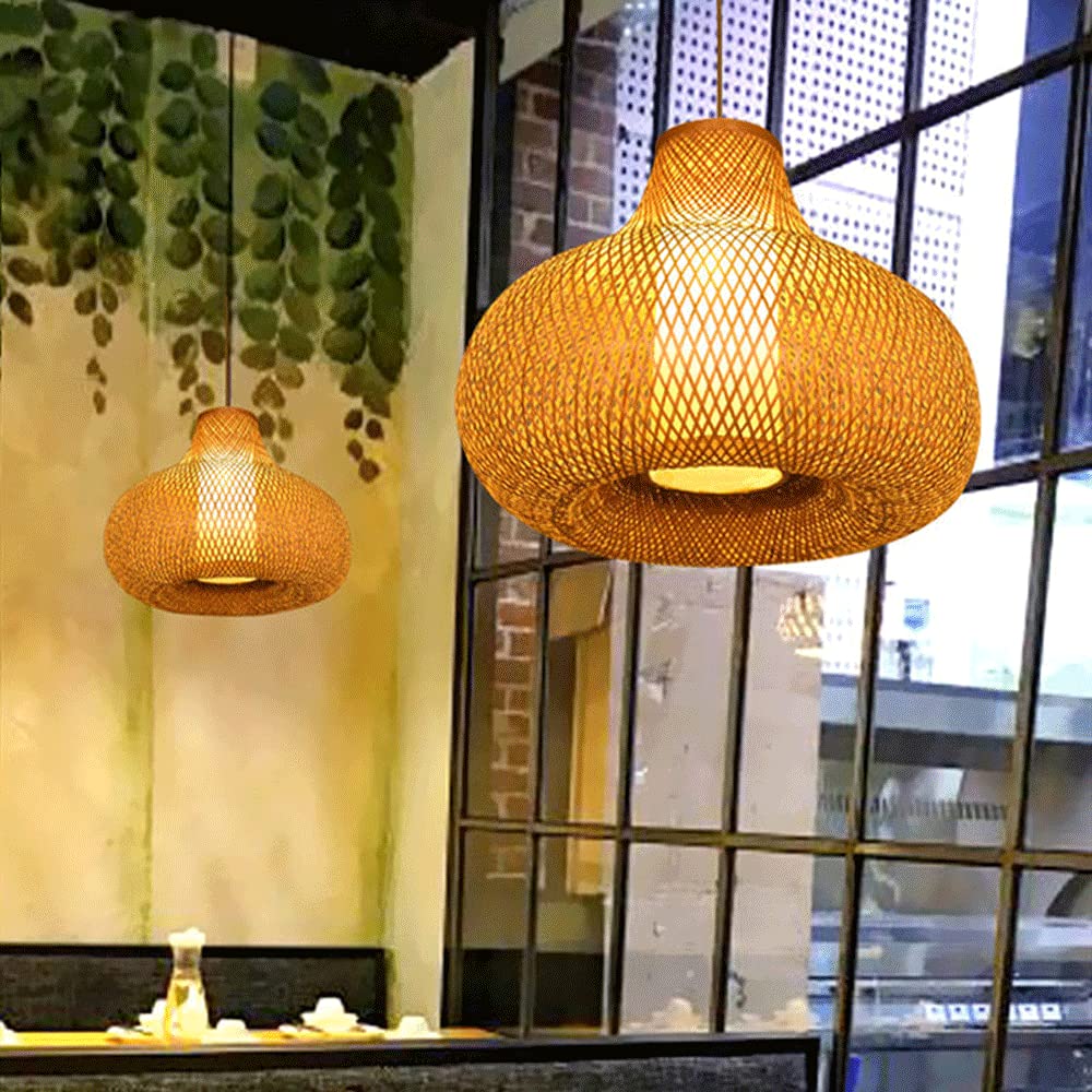 E27Lampada a sospensione Lanterna in bambù, Lampadario E27 in rattan, Paralume in bambù fatto a mano, Adatto per soggiorno, bar, ristorante e decorazione del club Lampada a risparmio energetic