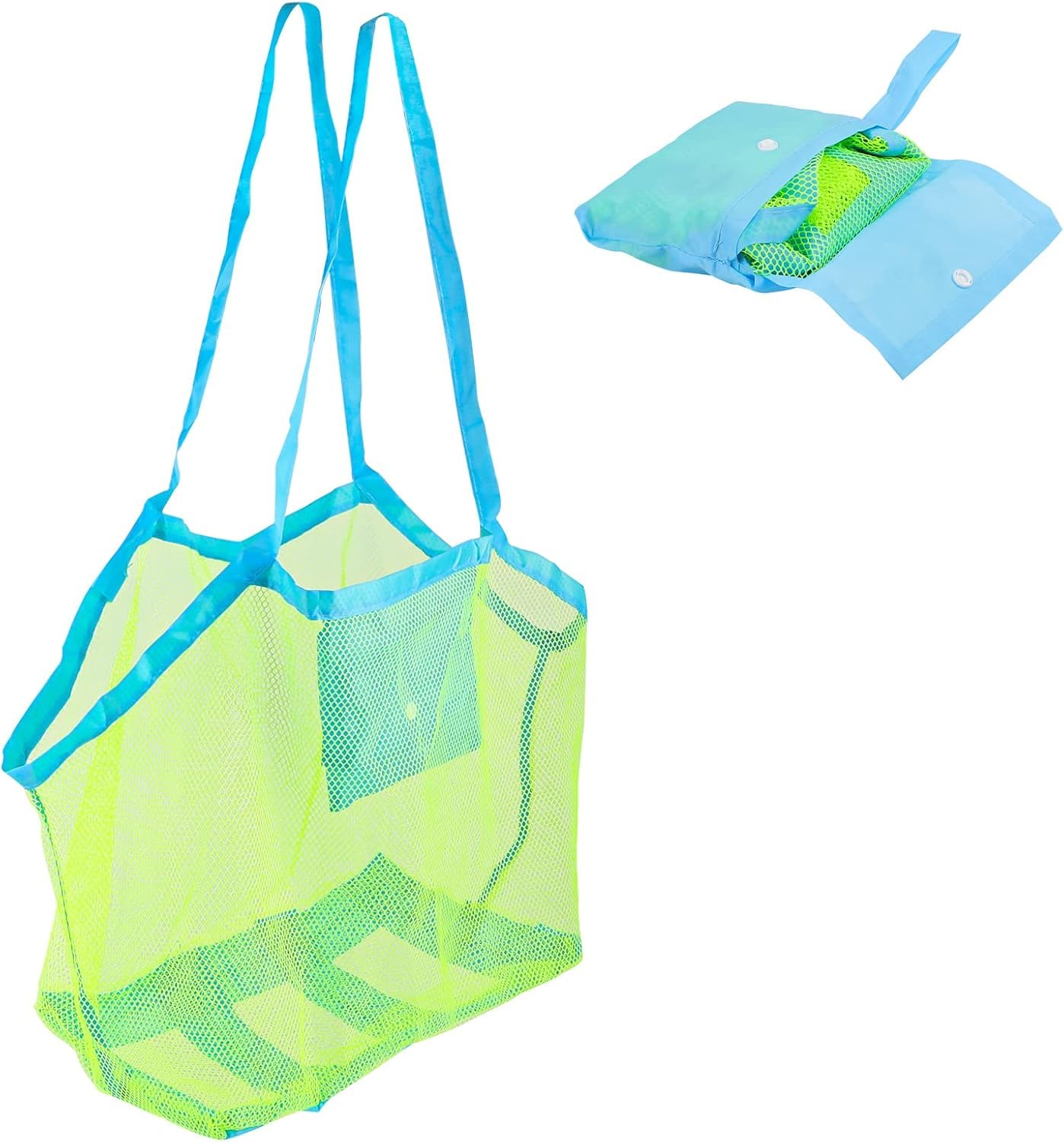 LONIMIA Beach Toy Bag, Large, Beach Bag, Mesh Bag for Sand Toy, Water Toy, Reusable and Foldable Children's Tidy Bag for Beach, Picnic, Swimming Pool, Family Holiday