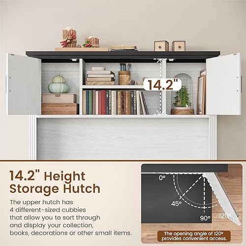 Miniatura 5 de Itaar Farmhouse - Escritorio ejecutivo en forma de L, escritorio de oficina en casa con cajón de archivos y toma de corriente, escritorio de esquina