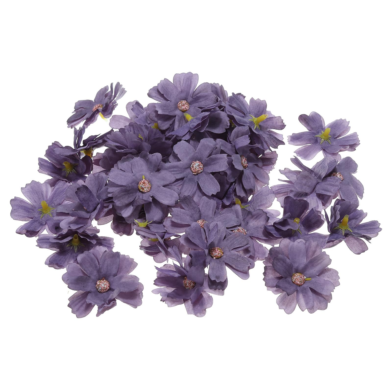 PATIKIL Fake Flower Heads for Crafts 30 Pcs Faux Flower Bulk Mini Artificial Silk Flowers Embellishments Cherry Blossom for Wreath Wedding Party Decoration Purple