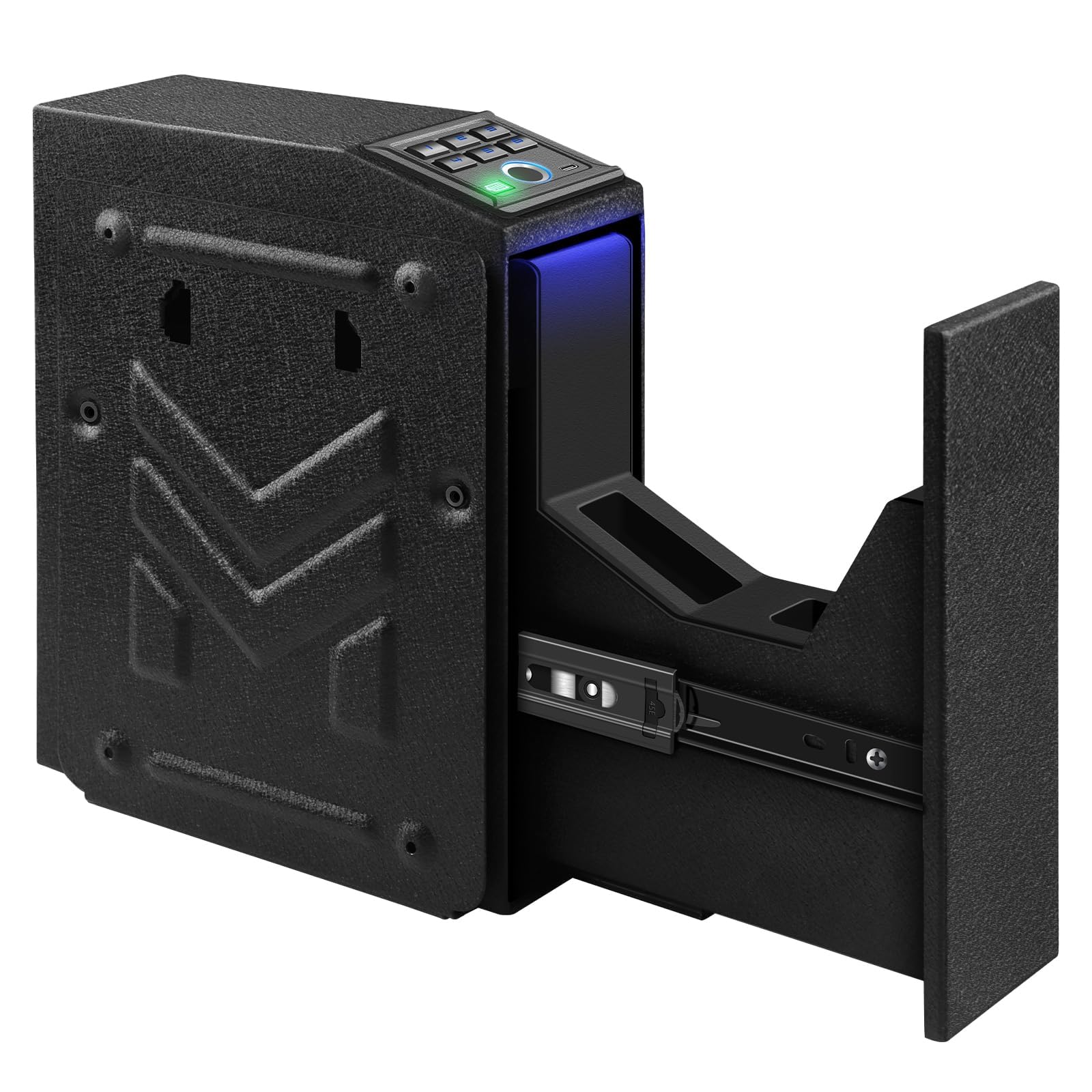 1DOT2 Gun Safe, Biometric Pistol Safe Nightstand, Quick Access Sliding Door Handgun Safes and Gun Lock Box for Home, Car, Truck, Bedside 3-Ways unlock Safe Fingerprint, Digital Key,Interior Lights