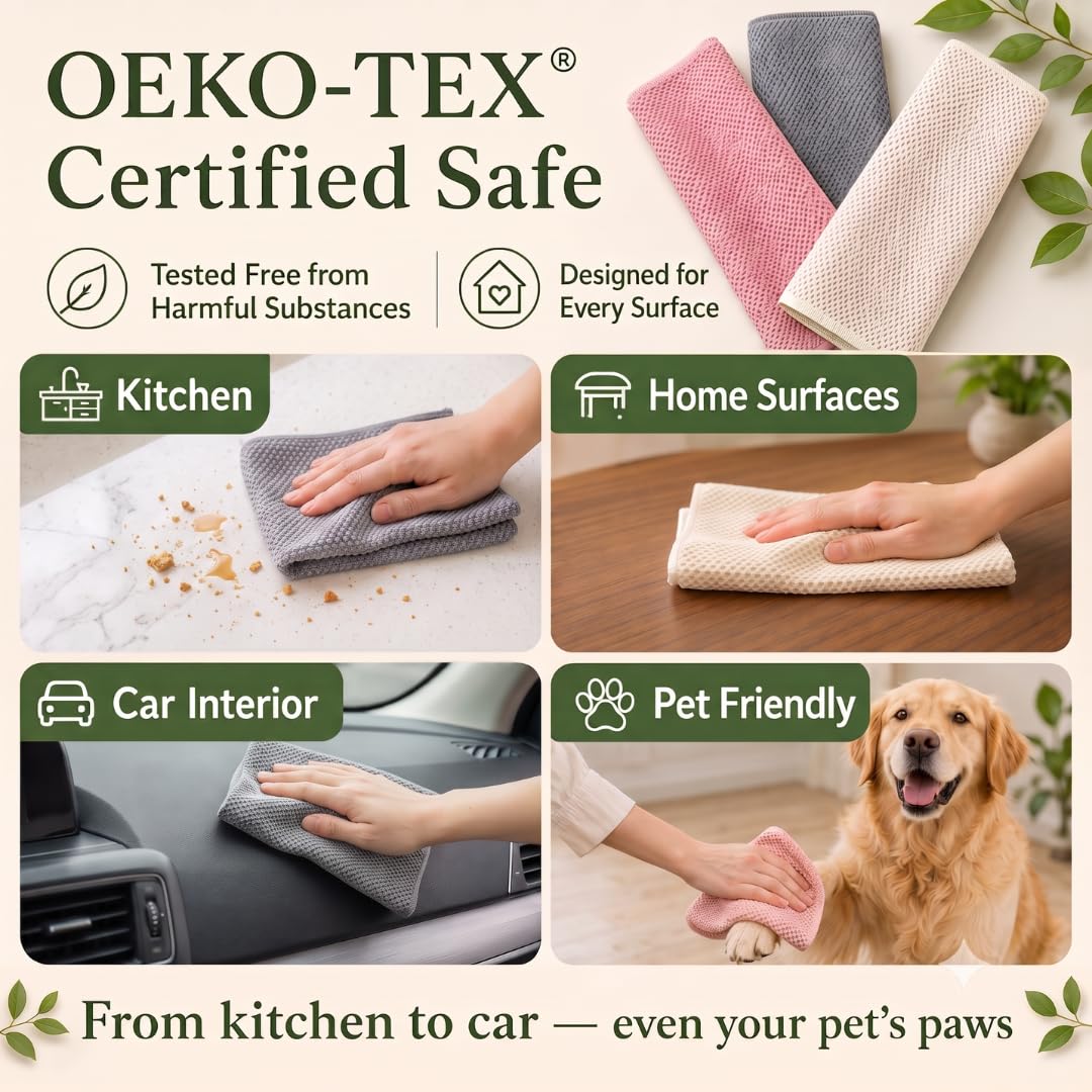 Paquete de 6 paños de limpieza de microfibra, 12 x 12 pulgadas, beige, rosa, gris, paños de cocina reutilizables y paños de cocina, paños de cocina súper absorbentes para lavar platos, sin pelusas,