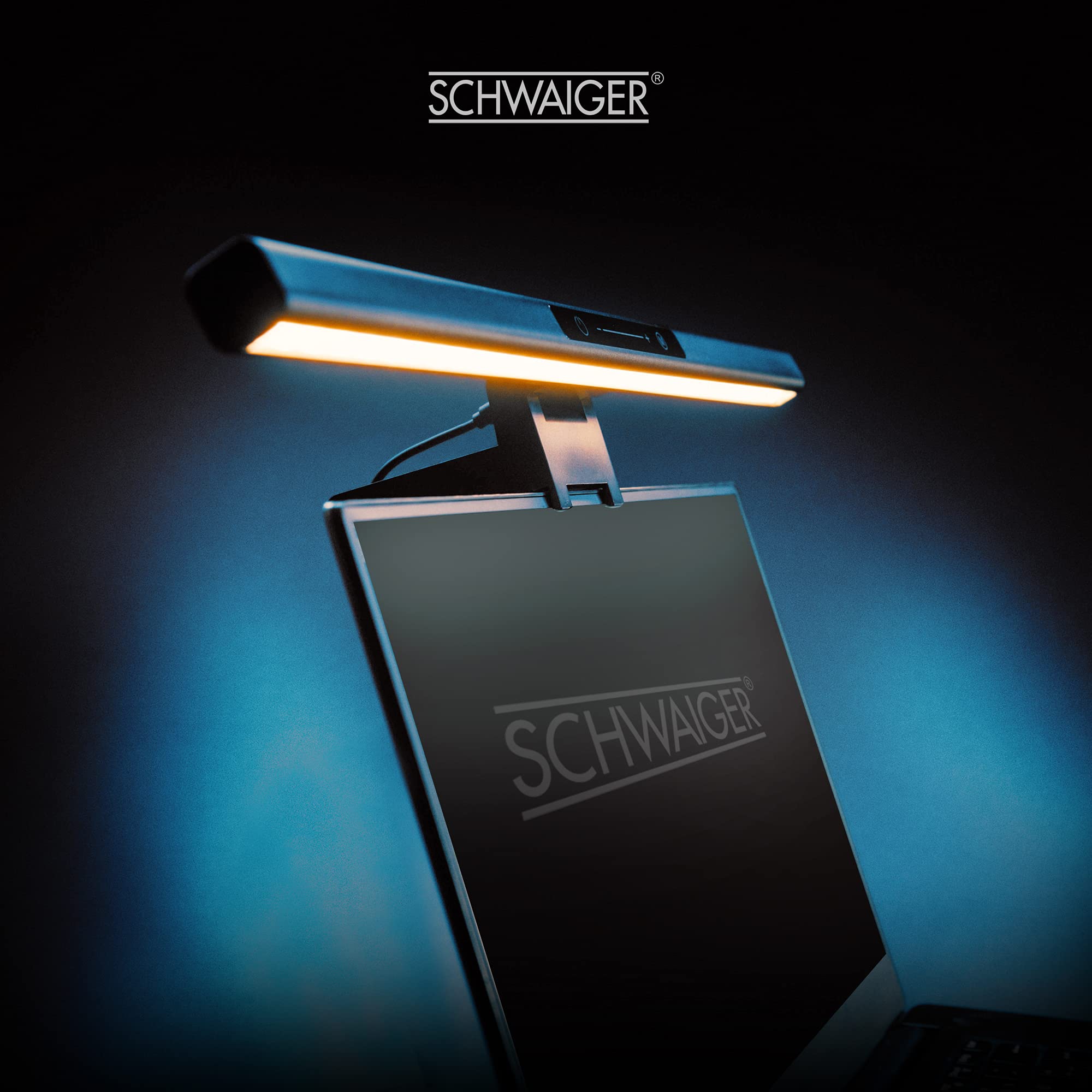 SCHWAIGER 659931 Lampe LED pour moniteur Capteur tactile intégré Lampe de bureau Screenbar Lumière du moniteur à intensité variable Connexion USB