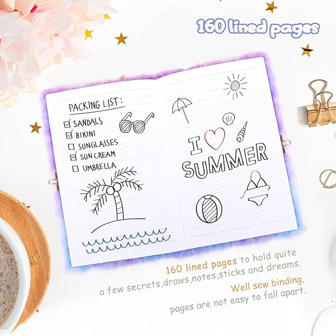 Diario Unicornio con Candado para Niñas, Tapa Blanda, 160 Pág miniatura 5