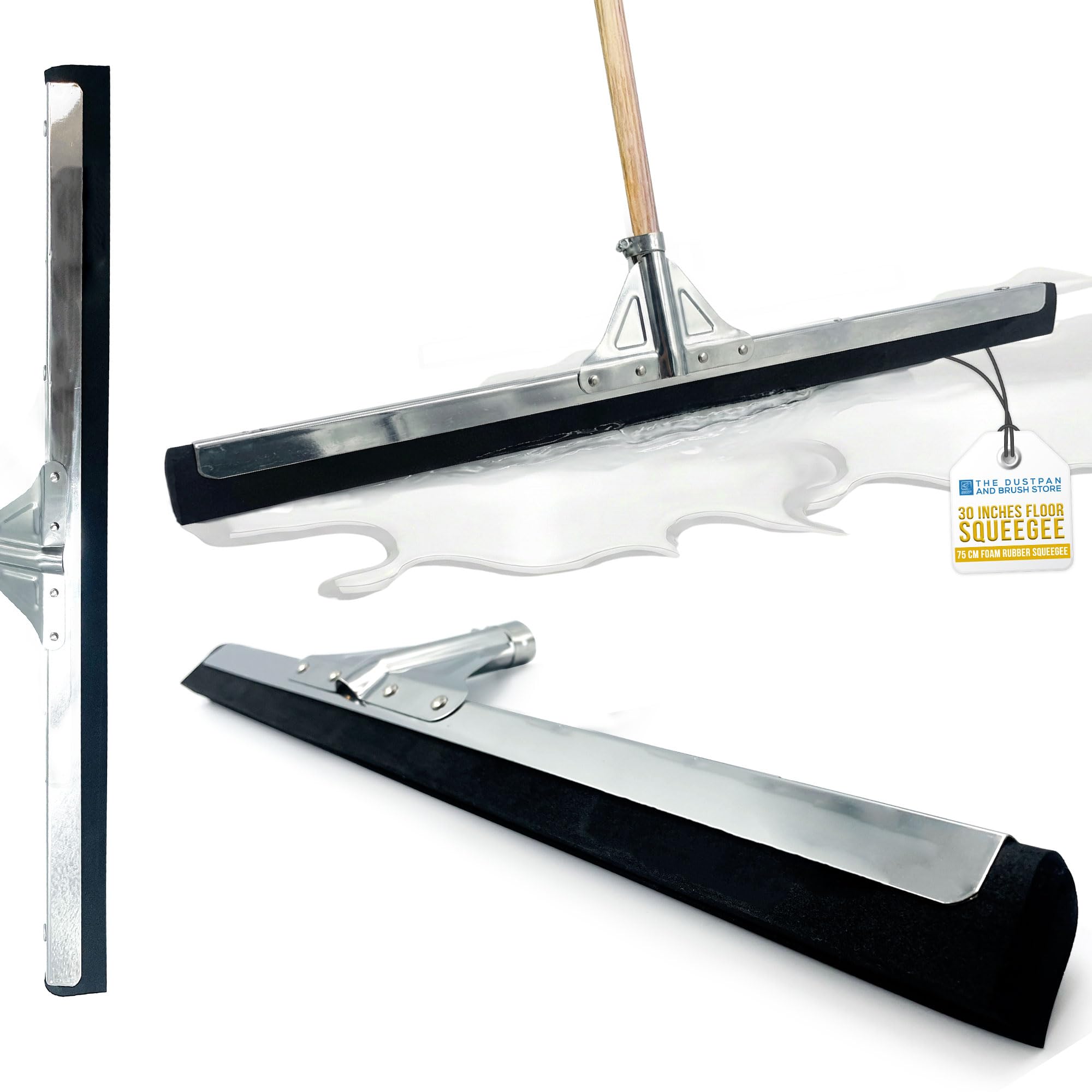 30 Floor Squeegee Head, Floor Wiper Head with 2-Layer Foam Blade, Outdoor/Indoor Wet Room Floor Squeegee Heavy Duty, Ideal Squeegee Mop for Home, Compatible with 23-24MM Handles